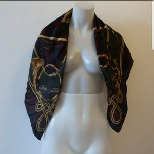 RALPH LAUREN CREST BURGUNDY GOLD TRUMPET SCARF *